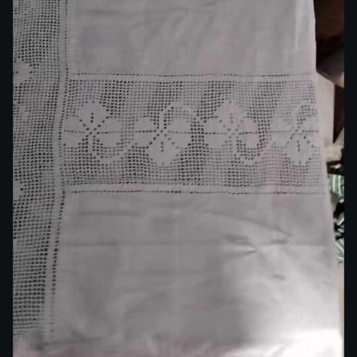 Handmade embroidered linen tablecloth used