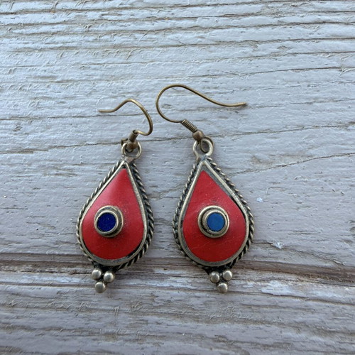 Boho earrings, red