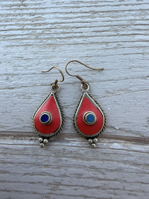 Boho earrings, red