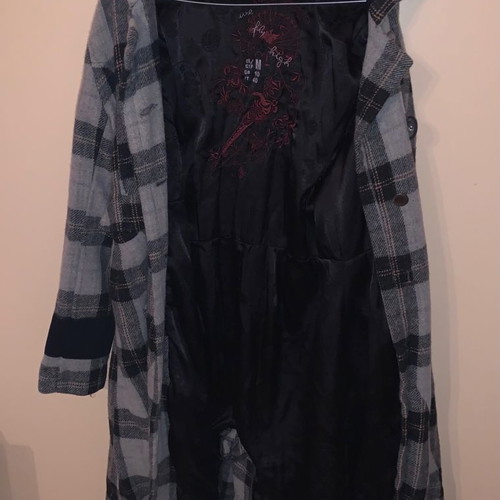 Attrattivo women's checked coat used, grey-black, size M