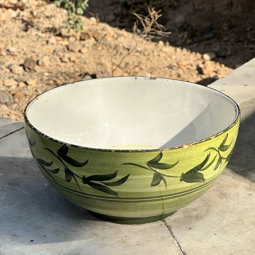 Handmade ceramic fruit bowl used with olive painting