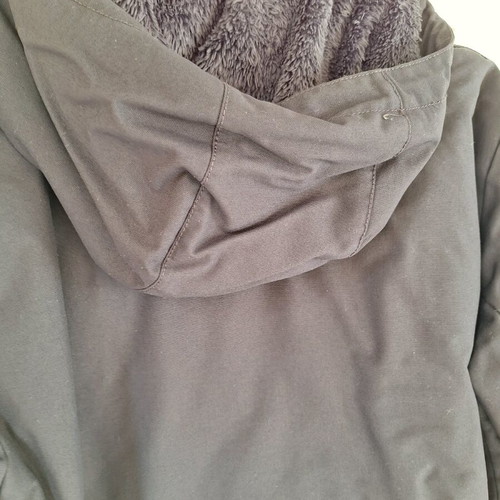 Adidas men's long jacket used with integrated hood and fur lining