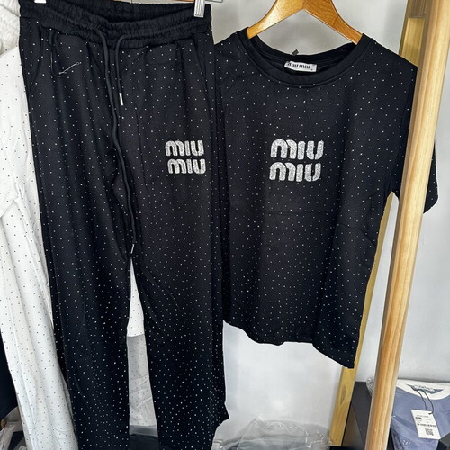 Miu Miu women's set black with rhinestone details new