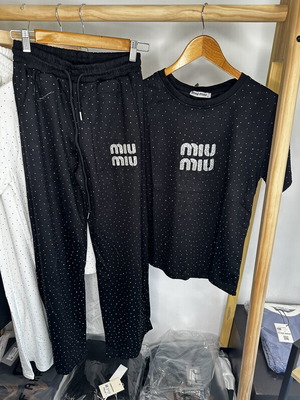 Miu Miu women's set black with rhinestone details new