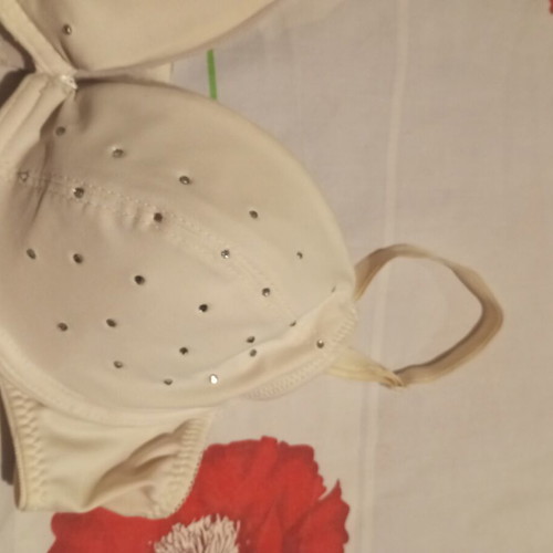 White bra with rhinestones, size 80B