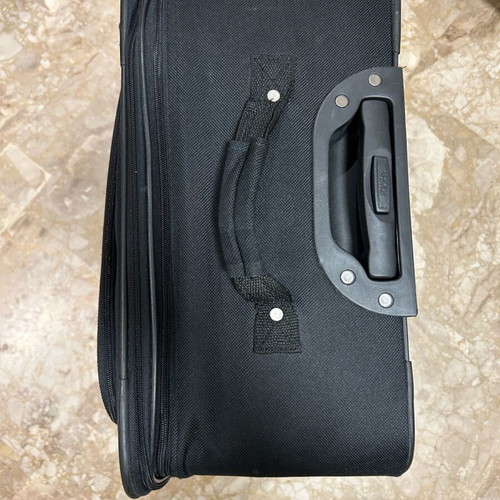 Travel suitcase used, black, dimensions 75x45x25