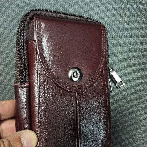 Smartphone carrying bag made of genuine leather new, black and brown