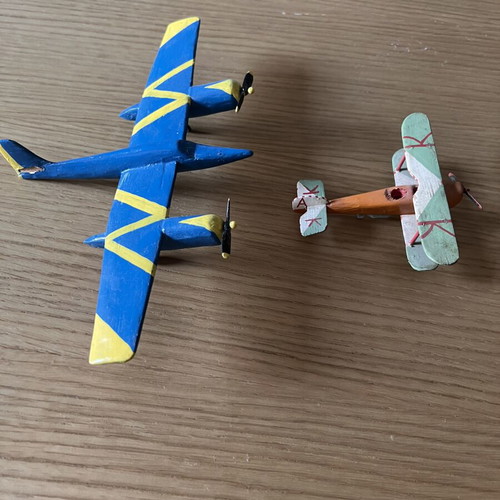 Wooden handmade airplanes used, hand-painted, collectible