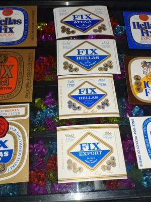 Vintage FIX Hellas beer label collection, 10 pieces, mint condition