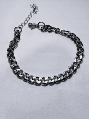 Chain bracelet unisex new stainless steel 18+5 cm, 5mm width