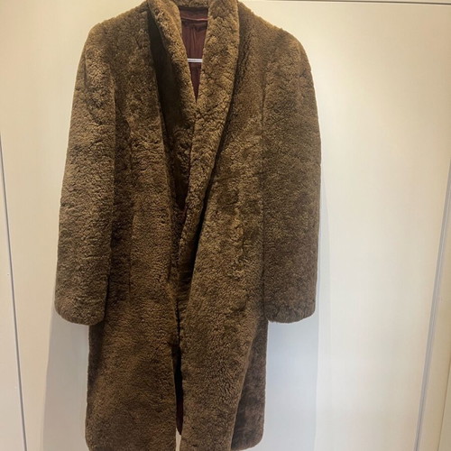 Vintage handmade fur coat used, brown, size S/M