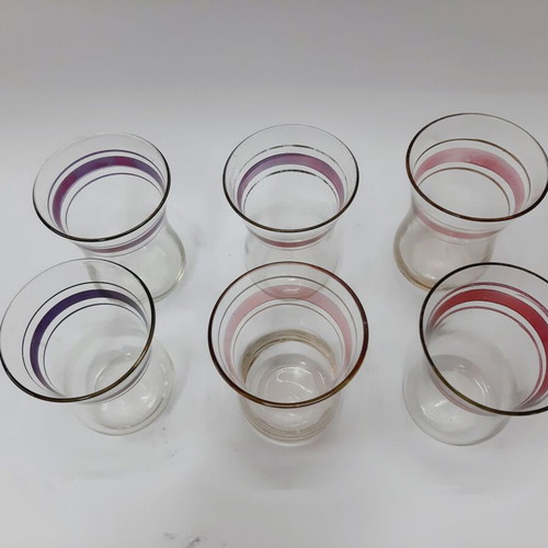 Vintage Azerbaijani Tea Glasses Set of 6 Tulip Shape with Original Box like new