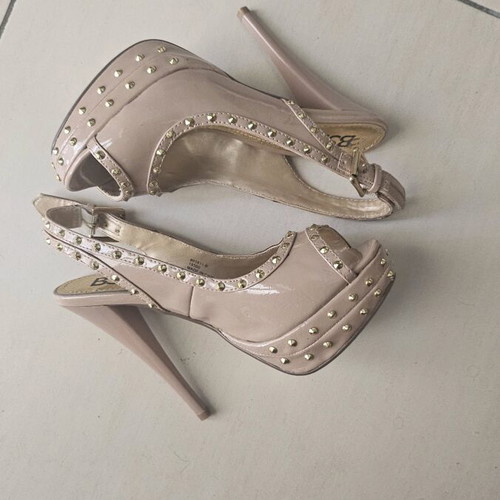 BSB Nude Evening Shoes Peep-Toe Platforms Like New, Leather Size 36-37