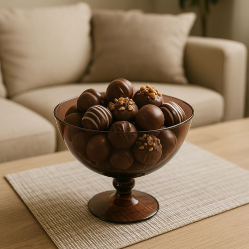 Glass vintage brown fondue bowl used
