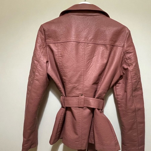 Leather jacket XL new brown pink
