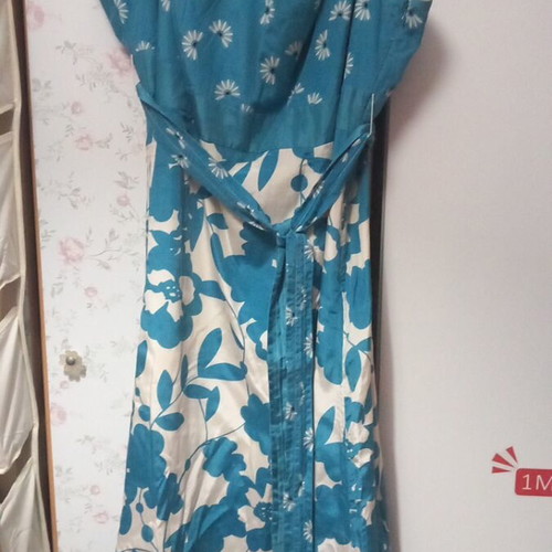 Monsoon summer dress used, white and turquoise, size 20