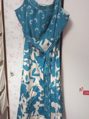 Monsoon summer dress used, white and turquoise, size 20