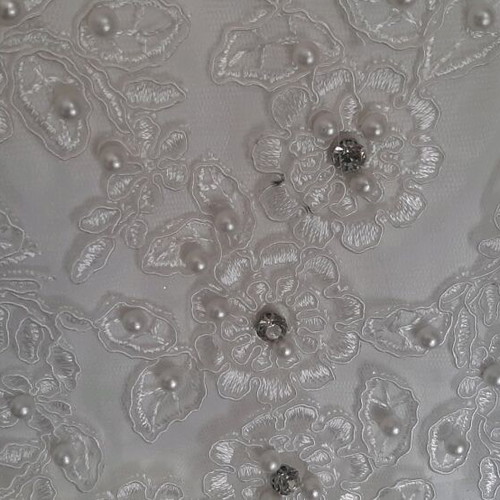 Flower girl dress new white with tulle, pearls and strass for 12 years old