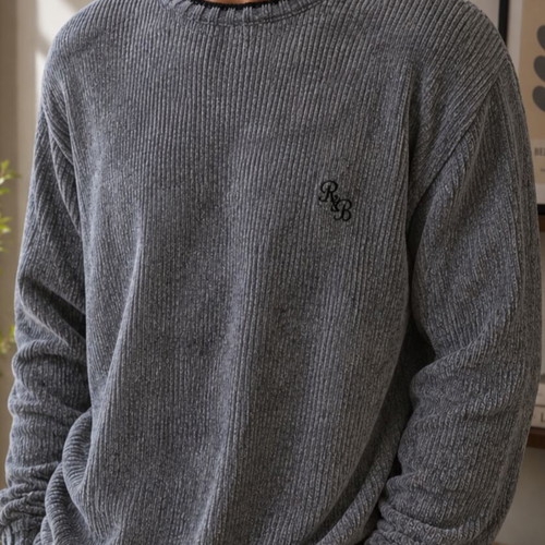 Red & Blue knit crew neck sweater gray XXL like new