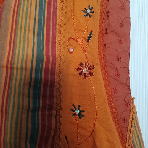Boho dress like new, asymmetrical colorful cotton, size M