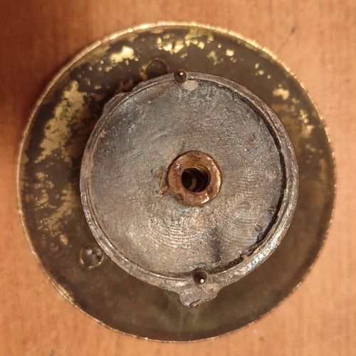 Antique brass door knob used, unpolished