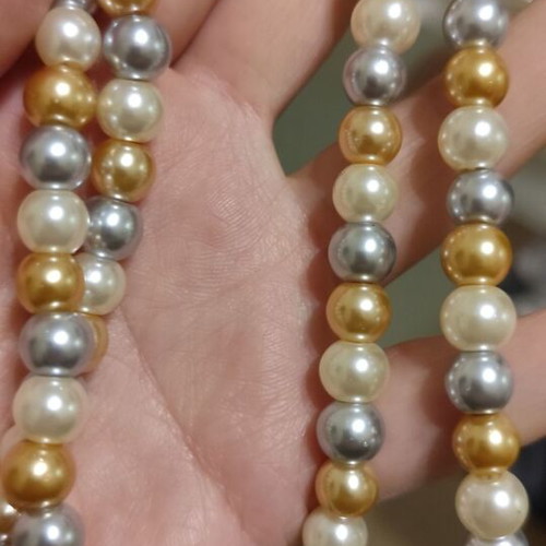 Necklaces with multicolored pearls new, set of two strands