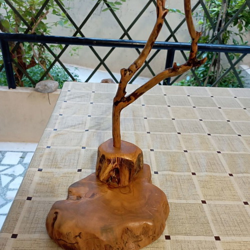 Handmade wooden desk table decoration, rustic minimal style