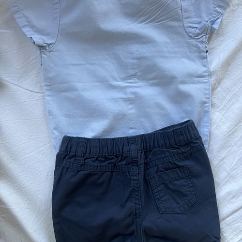 Formal set bodysuit shirt with shorts for baby boy 9-12 months like new