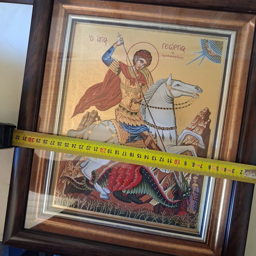 Saint George Icon Mega Byzantine by Silver Axion like new, 24K gold