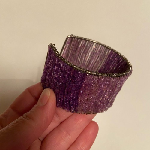 Bracelet handmade 90s with beads used, purple-lilac colors