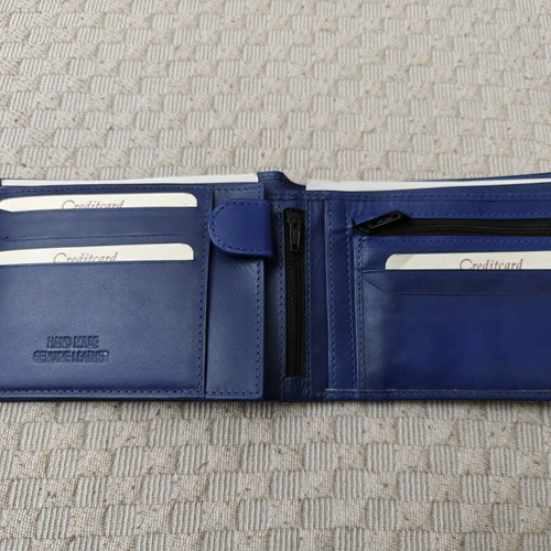Leather wallet new, blue, elegant
