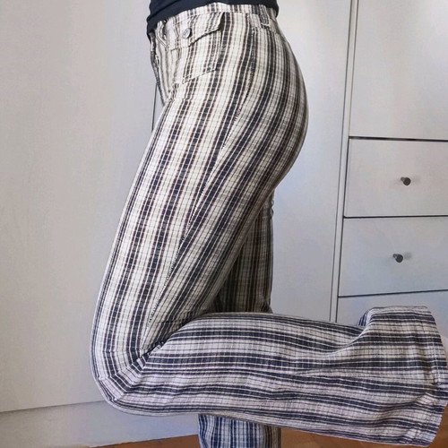 Vintage pants boot cut like new, beige with checkered pattern