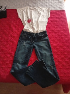 Elisabetta Franchi denim jeans and cotton top set like new