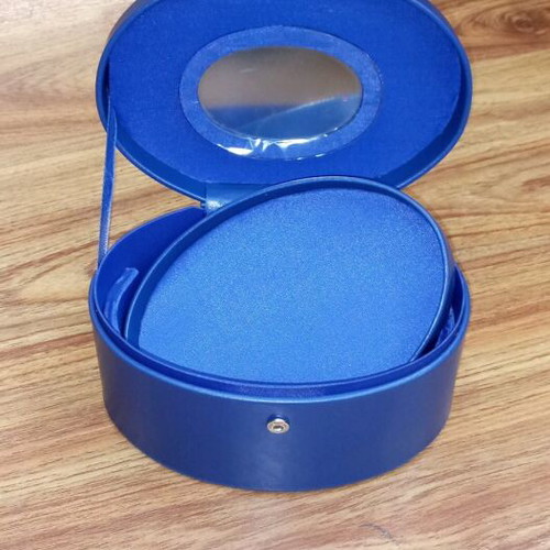 Blue Mini Jewelry Box Case like new Faux Leather