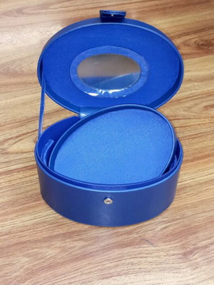 Blue Mini Jewelry Box Case like new Faux Leather