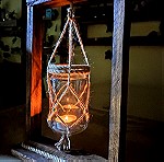  Διακοσμητικό χειροποίητο ξύλινο κηροπήγιο με γυάλινο βάζο