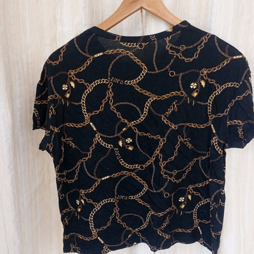 Zara blouse black with chain print like new, size S