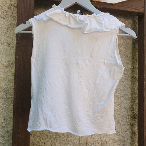 Vintage Y2K sleeveless blouse size S used, white with ruffles