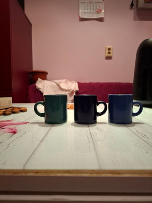 Small coffee cups new, set of 3, assorted colors