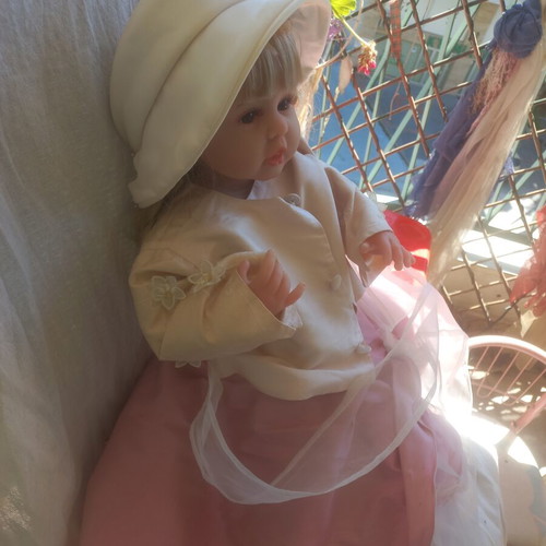 Baptism set satin, organza, pearls, tulle, rhinestones like new