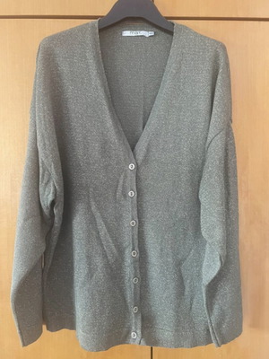 Mat Fashion cardigan olive green with gold thread like new, plus size 4XL