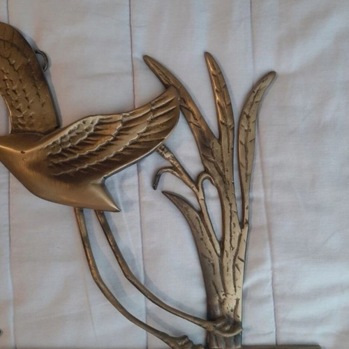 Decorative cranes wall art like new, bronze