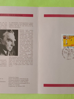 German 1999 stamp with Bonn first day cover, mint condition, block of four
