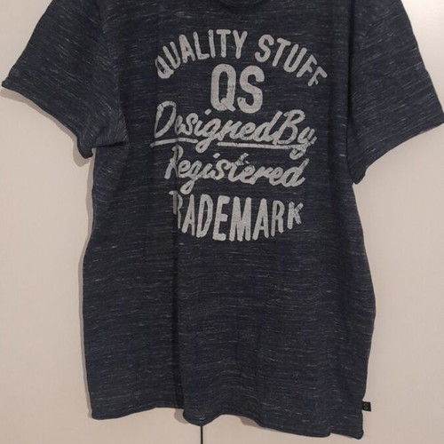 Short-sleeve blue shirt with design like new, size L