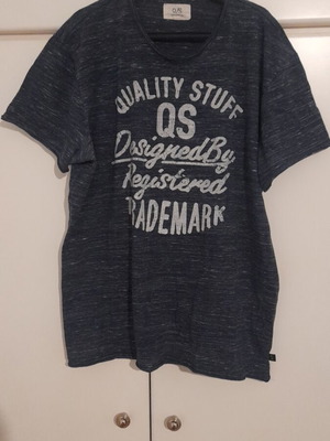 Short-sleeve blue shirt with design like new, size L