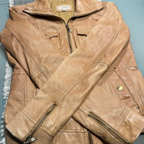 Bershka leather jacket used, brown, size 38/M