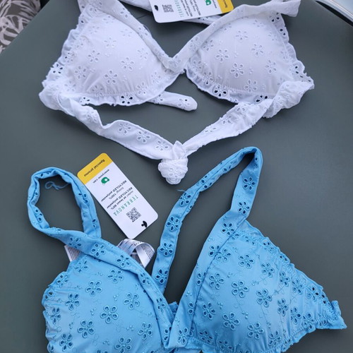 Terranova bikini tops new, white and blue, sizes S and M