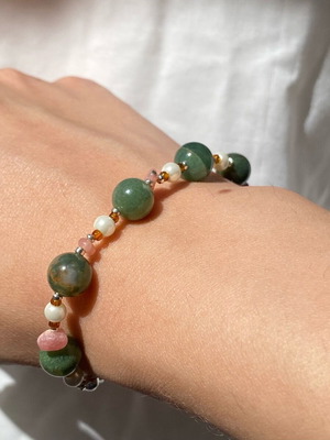 Handmade elastic bracelet Indian agate made to order, multicolor