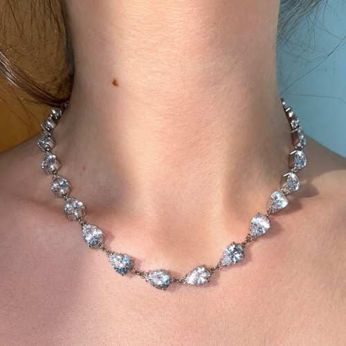 Zara stainless steel Riviera necklace new with sparkling stones