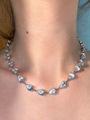 Zara stainless steel Riviera necklace new with sparkling stones